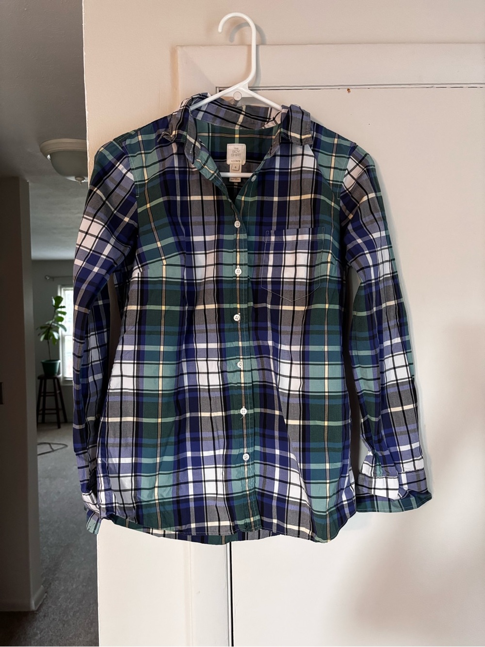 J. Crew Women's Plaid Button-Down Shirt - Blue & Green